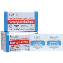 ForPro Premium Steriele Alcohol Prep Pads, 70% Isopropyl, 200 Medium 2-Ply Antiseptische Wipes, Individueel Verpakt, 100-Count (2-pack)