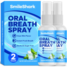 Spray Fresh Breath SmileShark (2 Pack), Hydratant pour Bouche Sèche, Goût Menthe, 1.69 oz, Sans Alcool & Sucre