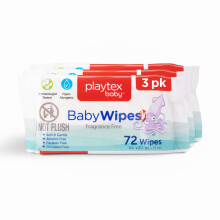 Playtex Babydoekjes, Geparfumeerd Vrij, 72 Stuks, 3-Pack, Dermatologisch Getest, Zacht en Mild