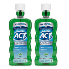 Bain de Bouche Anticaries ACT sans Alcool, Prévient les Caries, Renforce les Dents, Menthe, 18 fl. oz., 2 pk