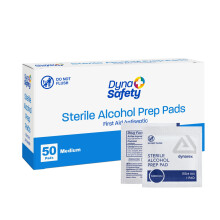 Dynarex DynaSafety Steriele Alcohol Prep Pads - Medium - 70% Isopropyl Alcohol, Individueel Verpakt, Zachte Reinigingsdoeken - Doos van 50