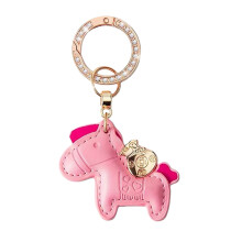 Fashionable Leather Horse Keyring Pendant Ideal for Gift-Pink