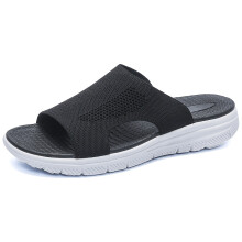 (Black, 6.5) Men's Internet-Famous Soft-Soled Slip-On Sandals with Shock Absorption, Thick Arch Support, Sports & Casual Anti