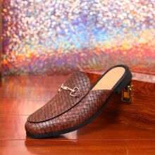 (Sepia, 6.5) Stylish Men's Slip-On Slippers with Rubber Soles - Comfortable Half Slippers for Summer, Spring & Fall - Casual