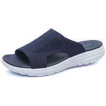 (Navy Color, 9.5) Men's Internet-Famous Soft-Soled Slip-On Sandals with Shock Absorption, Thick Arch Support, Sports & Casual Anti