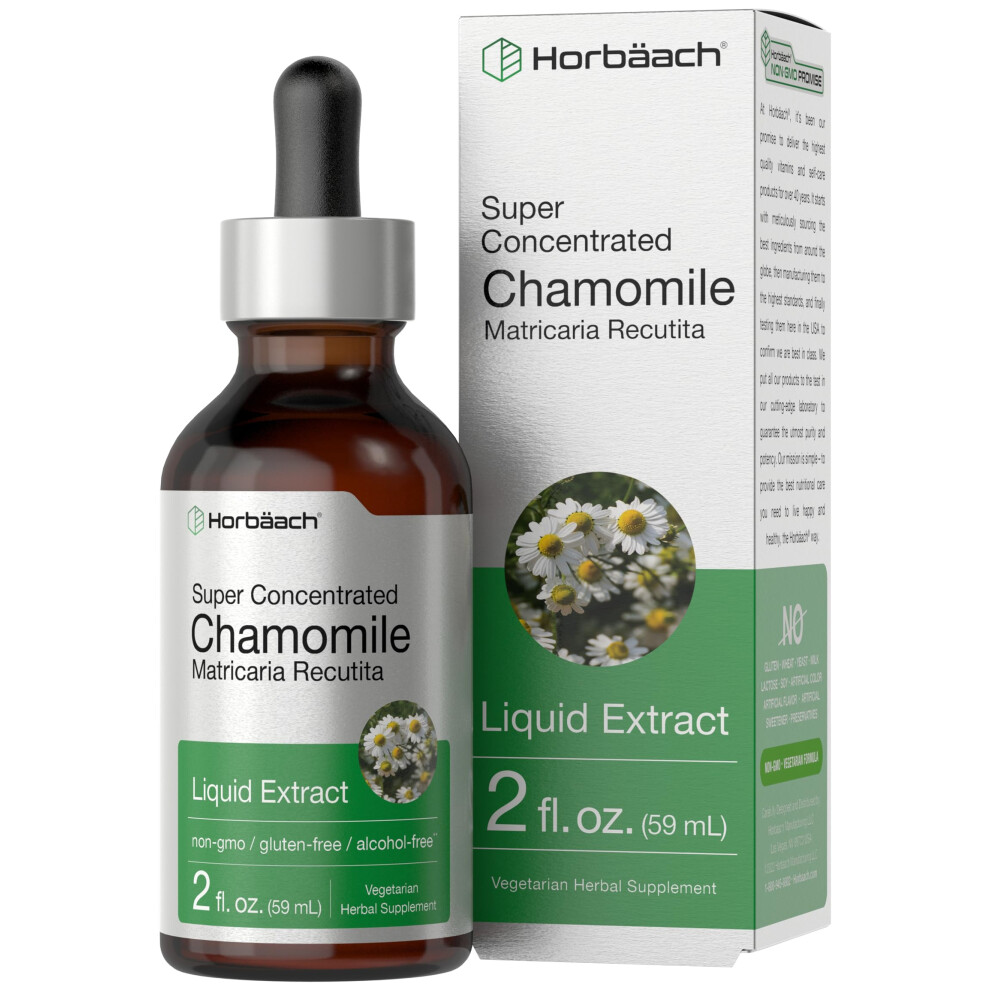 Horbach Chamomile Extract Liquid | 2 Fl Oz | Alcohol Free Supplement | Vegetarian, Non-Gmo, Gluten Free Tincture