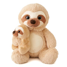 The Magic Toy Shop 9" Mum and Baby Sloth Plushie Soft Toy Kids Decor Sloth Teddy Stuffed Animal