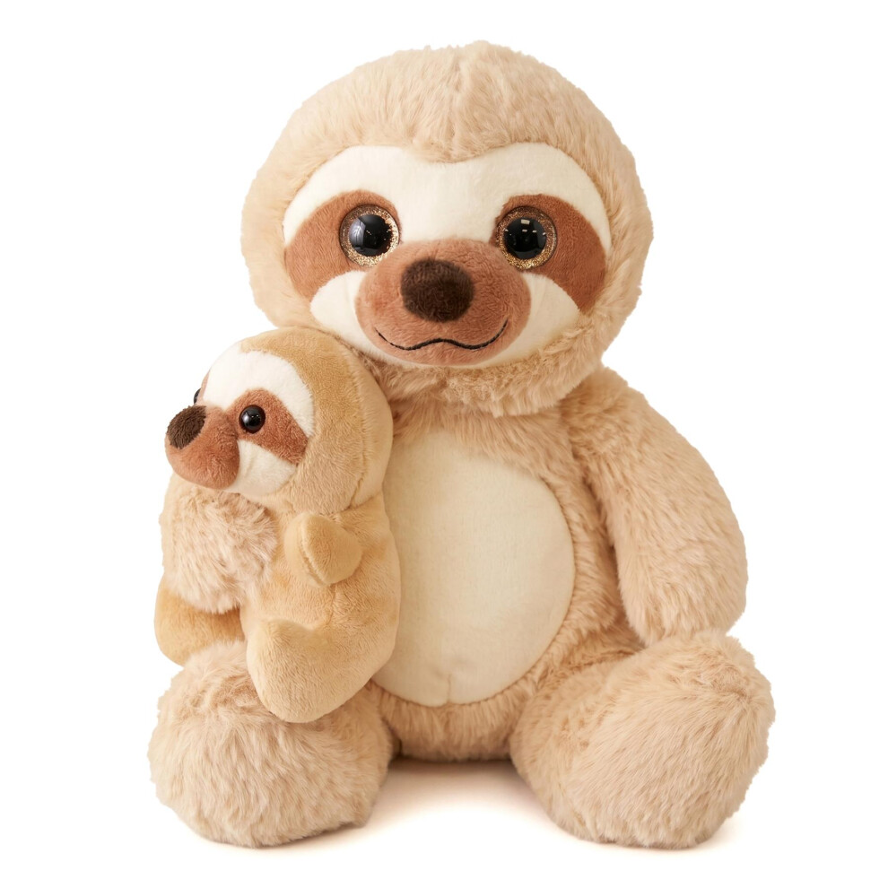 The Magic Toy Shop 9" Mum And Baby Sloth Plushie Soft Toy Kids Decor Sloth Teddy Stuffed Animal