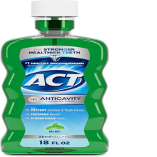 Bain de bouche ACT Anticavity Fluoré sans alcool 18 fl. oz. (Pack de 4) avec doseur précis, menthe