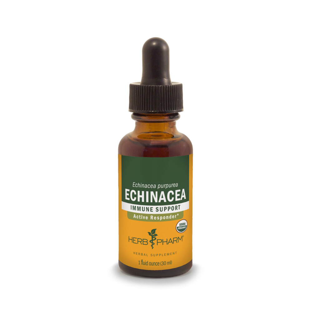 Herb Pharm Certified Organic Echinacea Root Liquid Extract For Immune System Support, Organic Cane Alcohol, 1 Ounce (Dech01)
