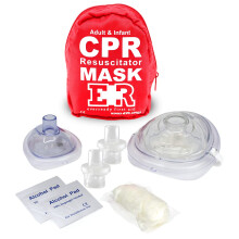 CPR-maskkombinationsset för vuxna och spädbarn - Inkluderar 2 masker, engångsventiler, vinylhandskar, 2 alkoholservetter