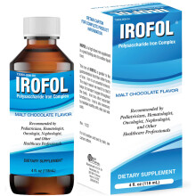 IROFOL Suplemento de Hierro Líquido de Alta Potencia | Hierro para Niños y Adultos | Sabor Chocolate Malt
