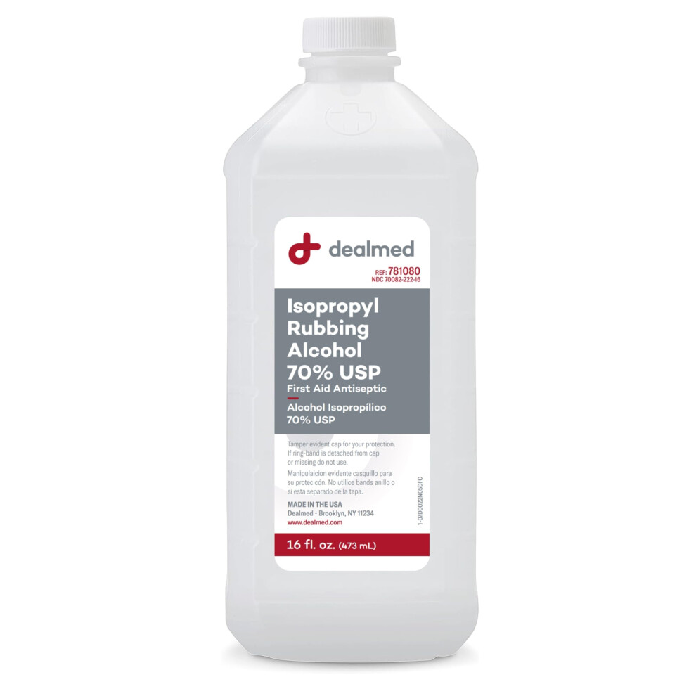 Dealmed Isopropyl Rubbing Alcohol 70% Usp, First Aid Antiseptic, 16 Fl. Oz, (1 Pack)