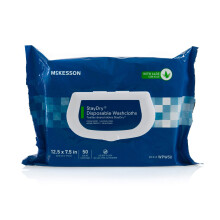 McKesson StayDry Disposable Wipe - Large Adult Body Washcloths with Aloe & Vitamin E, Alcohol-Free, 50 Wipes