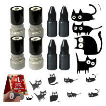4 Stück schwarzer Kätzchen-Stempel, lichtempfindlicher Stempel