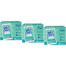 WET ONES Feuchttücher für empfindliche Haut, Extra sanft, ohne Duft & Alkohol 24 Stk (Packung mit 3)