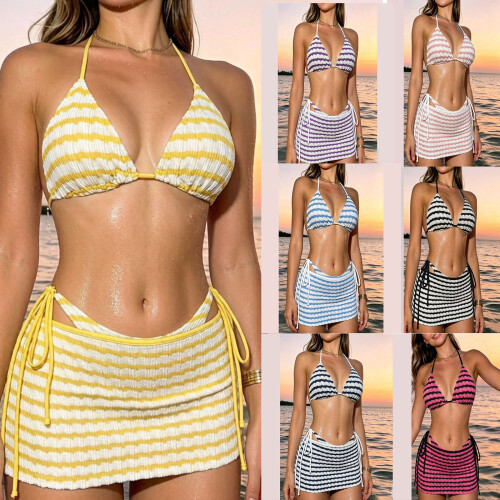 Ensemble de tankini 3 pièces élégant et réglable pour-Noir M 2