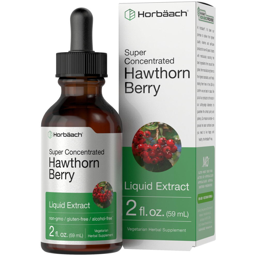 Horbach Hawthorn Berry Extract | 2 Fl Oz | Alcohol Free Liquid Tincture | Vegetarian Supplement, Non-Gmo, Gluten Free