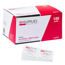 BH Supplies Alkohol Prep Pads | Medizinisch, steril, einzeln verpackt, 70% Isopropylalkohol, 2-lagig, 100 Stück