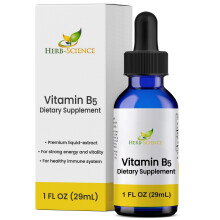 Herb-Science Vitamina B5 Líquida - 36 Porciones - Ácido Pantoténico de Alta Absorción