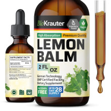 BIO KRAUTER Zitronenmelisse Extrakt - Vegane Tinktur für Entspannung - Zucker- und alkoholfrei - 2 Fl. Oz.