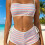 Maillot de bain deux pièces imprimé à rayures pour-Rose M 6