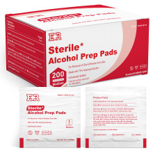 Ever Ready Eerste Hulp Alcohol Prep Pads, Medium 2-Ply Alcohol Wipes, individueel verpakte Swabs, Verzadigd met 70% Isopropyl Alcohol - 200 Stuks