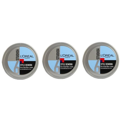 3 x L'Oreal Studio Line Style Rework Out Of Bed Fibre Cream 150ml