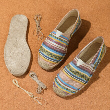 (Beige Yellow, 12.5) Men's Shoes, Loafers, Fisherman Sandals, and Rubber Sole, Handwoven, Comfortable, Breathable, Suitable for Home