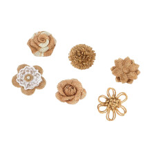 6/12Pcs Handmade Linen Roses Artificial Fabric Rose Flower-6