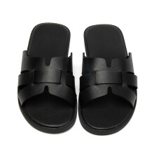 (Black, 13.5) Plus Size Men's Fashion T-Strap Hollow-Out Slides/Microfiber Upper And Lining Skin-Friendly Breathable Soft Comfortable