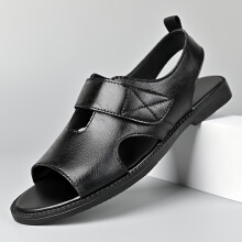 (Black, 6.5) Cool Exclusive Summer Fashion Open-Toe Men's Sandals Mules, Urban Casual with Exquisite Stitching Details, Secure Heel