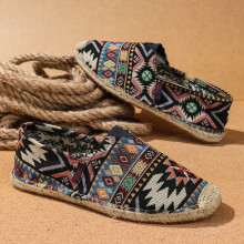(Black Blue, 12.5) Men's Shoes, Loafers, Fisherman Sandals, and Rubber Sole, Handwoven, Comfortable, Breathable, Suitable for Home