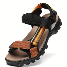 (Orange Black, 8.5) Men's Breathable Slip-On Sandals with Closure - Lightweight Fabric Upper & Non-Slip PU Sole for Indoor/Outdoor