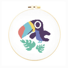 (Cute toucan, No tension) Cartoon little bee cross stitch children's needlework practice bag handmade diy creative hanging picture
