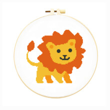 (Cute lion, No tension) Cartoon little bee cross stitch children's needlework practice bag handmade diy creative hanging picture