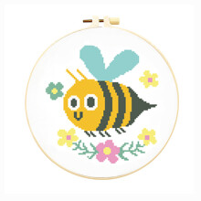 (Cute bee, No tension) Cartoon little bee cross stitch children's needlework practice bag handmade diy creative hanging picture