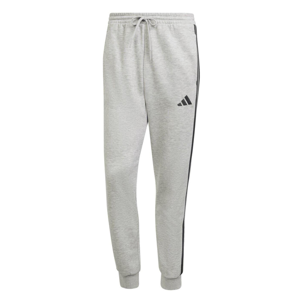 Adidas (Xs, Medium /White) Mens Essentials Stripe Tapered Joggers Grey