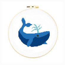 (Cute whale, Bamboo stretch) Cartoon little bee cross stitch children's needlework practice bag handmade diy creative hanging picture