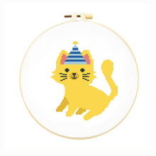 (Cute cat, Bamboo stretch) Cartoon little bee cross stitch children's needlework practice bag handmade diy creative hanging picture