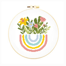 (Cute flower basket, No tension) Cartoon little bee cross stitch children's needlework practice bag handmade diy creative hanging picture
