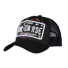 (One Size, Black) Christian Rose Li Plate Trucker Cap