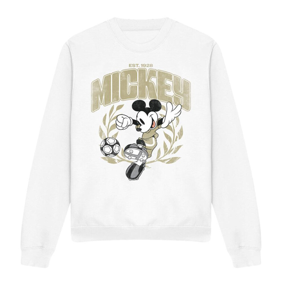 Disney (M, White) Unisex Adult Laurel Mickey Mouse Football Sweatshirt