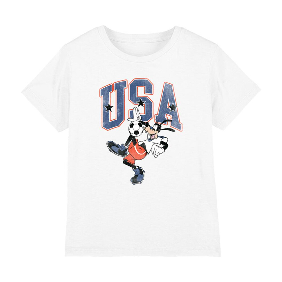 Disney (3-4 Years, ) Childrens/Kids Usa Goofy Football T-Shirt White