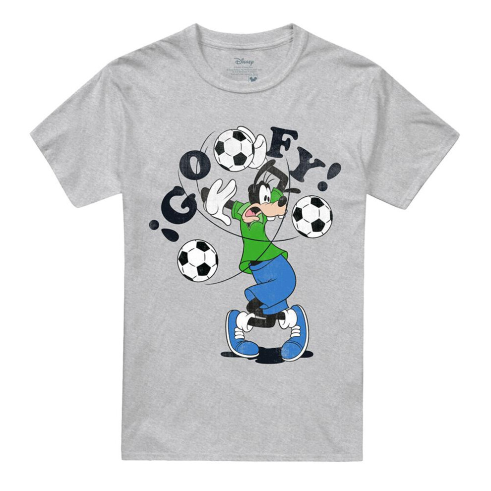 Disney (L, Athletic Heather) Unisex Adult Goofy Football Midweight T-Shirt Multicoloured