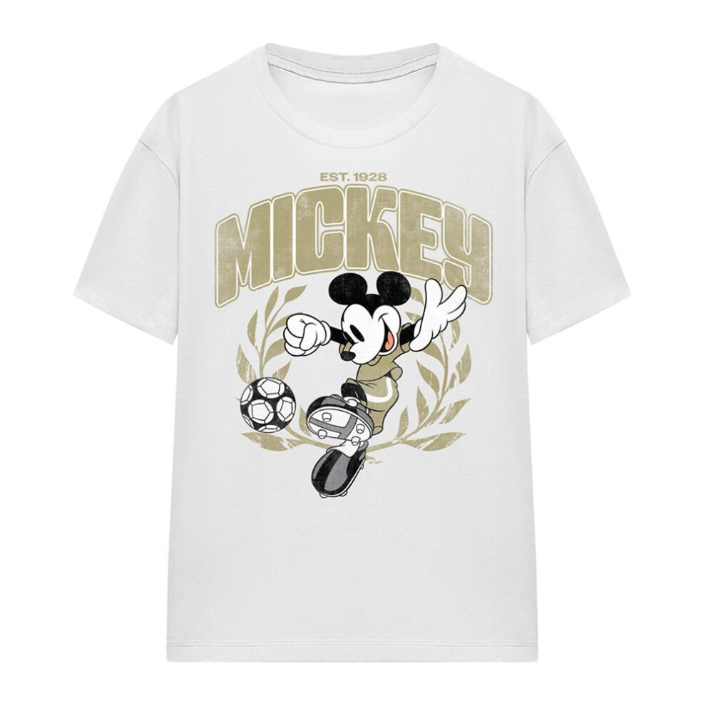 Disney (Xl, White) Womens/Ladies Mickey Mouse Laurel Football T-Shirt