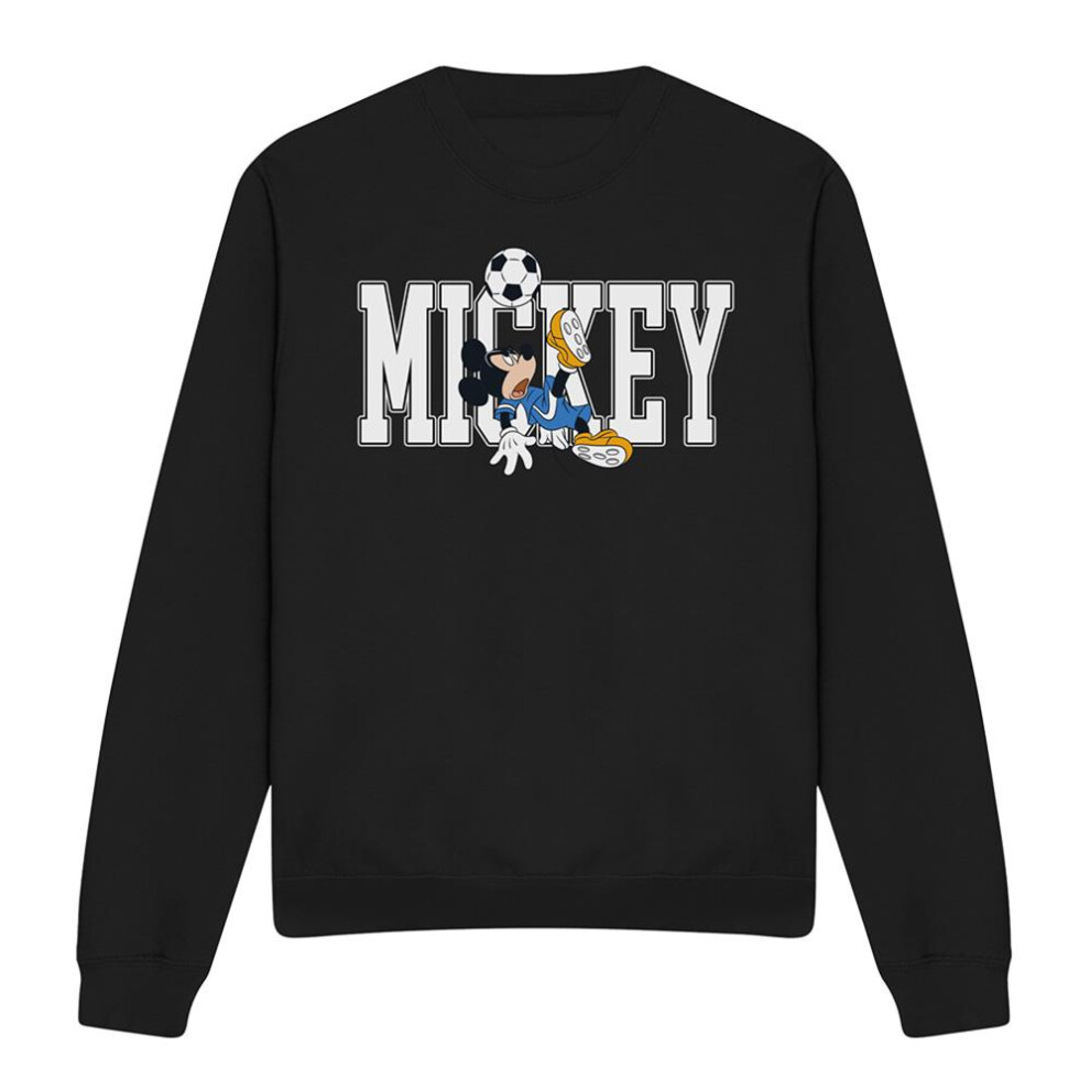 Disney (Xxl, ) Unisex Adult Football Kick Mickey Mouse Sweatshirt Black