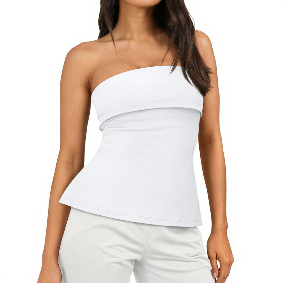 ï¼ä¸ä»¶ï¼Women's strapless off-shoulder backless cute work-White M