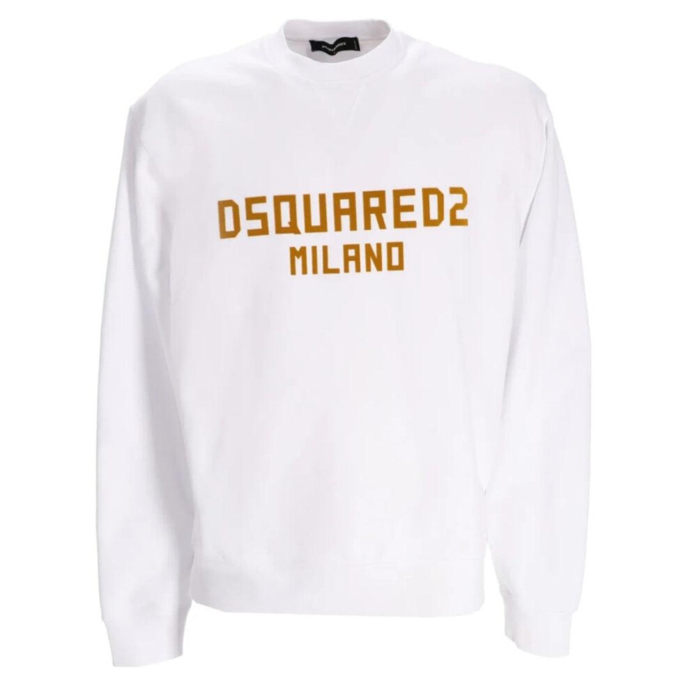 Dsquared2 (L, /Ochre) Mens Milano Logo Cool Fit Sweatshirt White