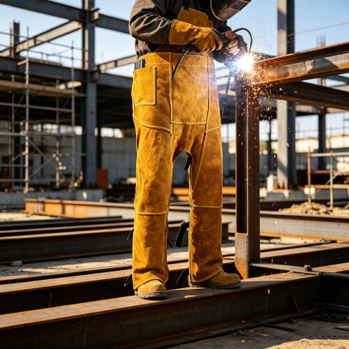 Industrial Leather Welding Chap Flame Resistant-brown 1